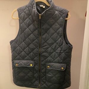 Artisan NY Quilted Puffer Vest in Charcoal with Gold Hardware